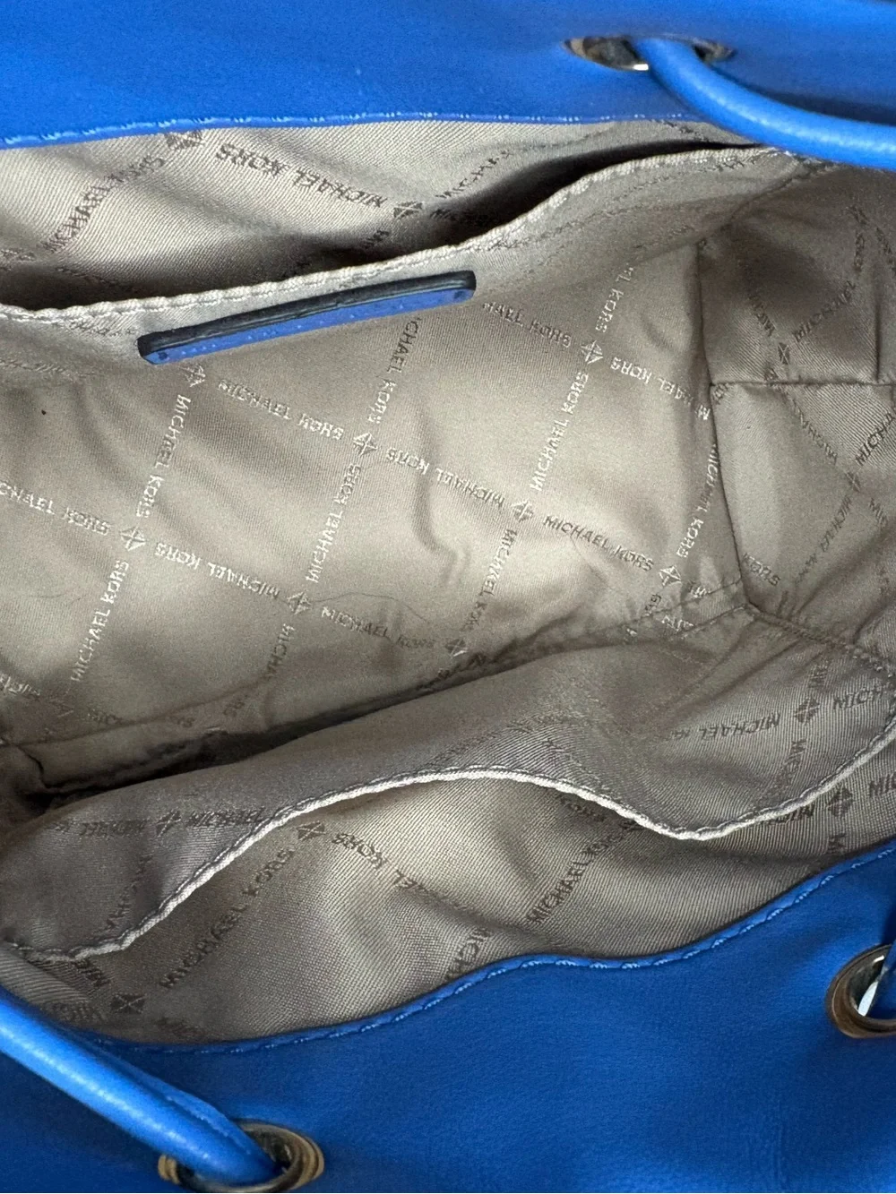 Michael Kors Bright Blue Quilted Leather Drawstring Shoulder Bag